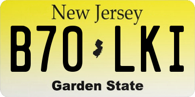 NJ license plate B70LKI