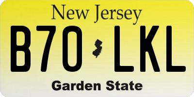 NJ license plate B70LKL