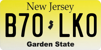 NJ license plate B70LKO