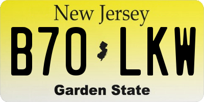 NJ license plate B70LKW