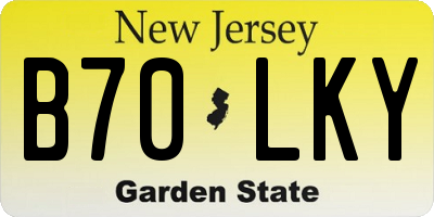NJ license plate B70LKY