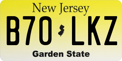 NJ license plate B70LKZ