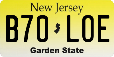 NJ license plate B70LOE