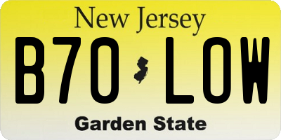 NJ license plate B70LOW