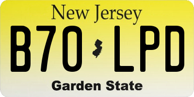 NJ license plate B70LPD