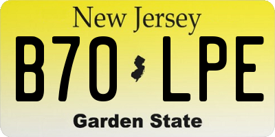 NJ license plate B70LPE