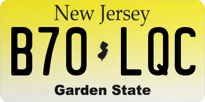 NJ license plate B70LQC