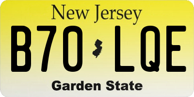 NJ license plate B70LQE