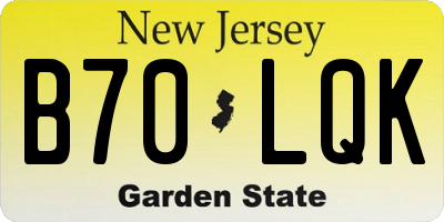 NJ license plate B70LQK