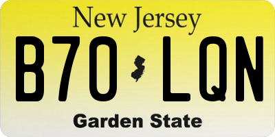 NJ license plate B70LQN