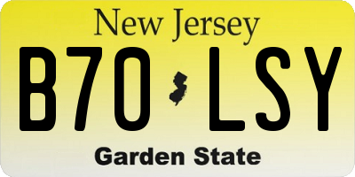 NJ license plate B70LSY