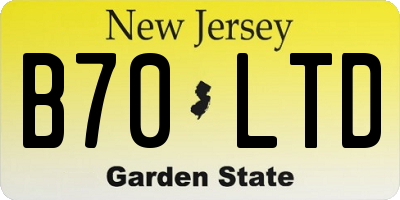 NJ license plate B70LTD