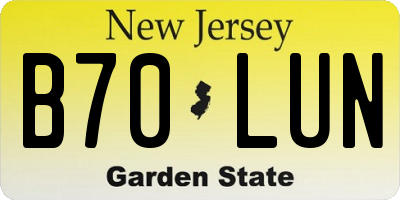 NJ license plate B70LUN