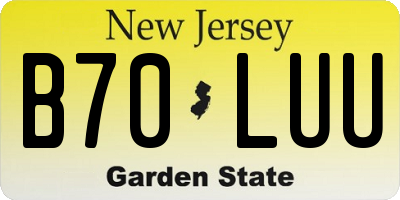 NJ license plate B70LUU