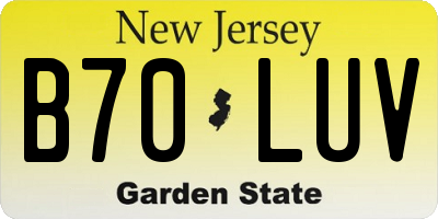NJ license plate B70LUV