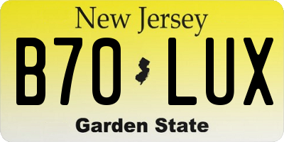 NJ license plate B70LUX