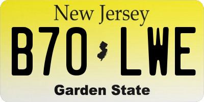 NJ license plate B70LWE