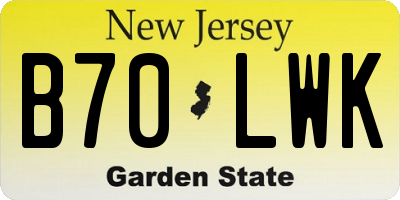 NJ license plate B70LWK