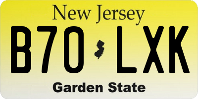 NJ license plate B70LXK