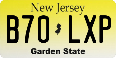 NJ license plate B70LXP