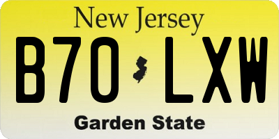 NJ license plate B70LXW