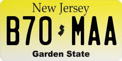 NJ license plate B70MAA