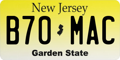 NJ license plate B70MAC
