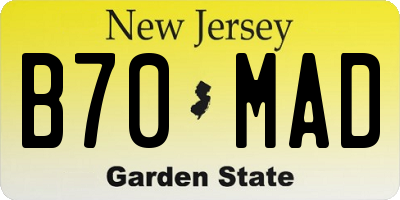 NJ license plate B70MAD