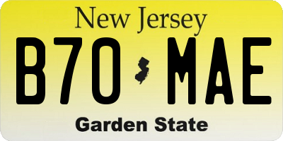 NJ license plate B70MAE