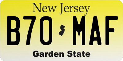 NJ license plate B70MAF