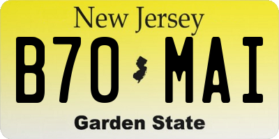 NJ license plate B70MAI