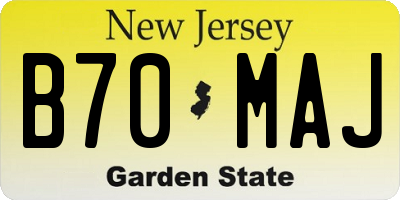 NJ license plate B70MAJ