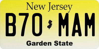 NJ license plate B70MAM