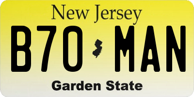 NJ license plate B70MAN