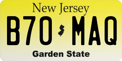 NJ license plate B70MAQ