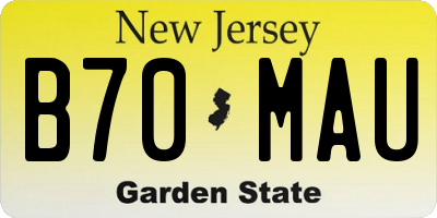 NJ license plate B70MAU