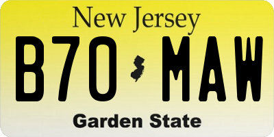 NJ license plate B70MAW