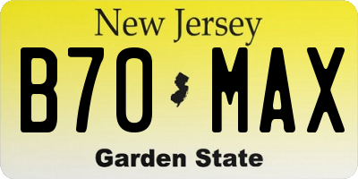 NJ license plate B70MAX