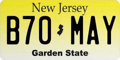 NJ license plate B70MAY