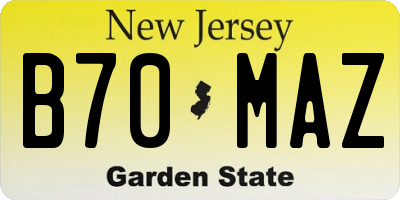NJ license plate B70MAZ