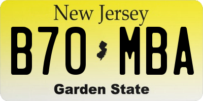 NJ license plate B70MBA