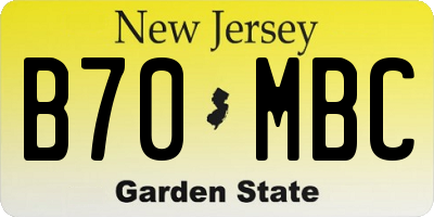 NJ license plate B70MBC