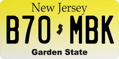 NJ license plate B70MBK