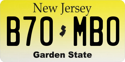 NJ license plate B70MBO