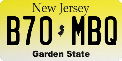 NJ license plate B70MBQ