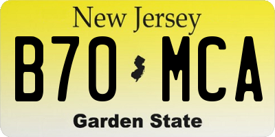 NJ license plate B70MCA