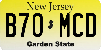 NJ license plate B70MCD