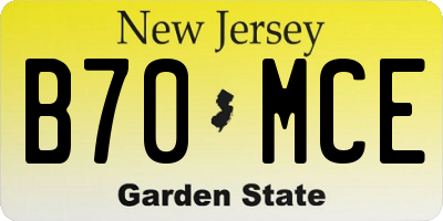 NJ license plate B70MCE