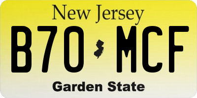 NJ license plate B70MCF