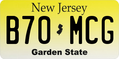 NJ license plate B70MCG
